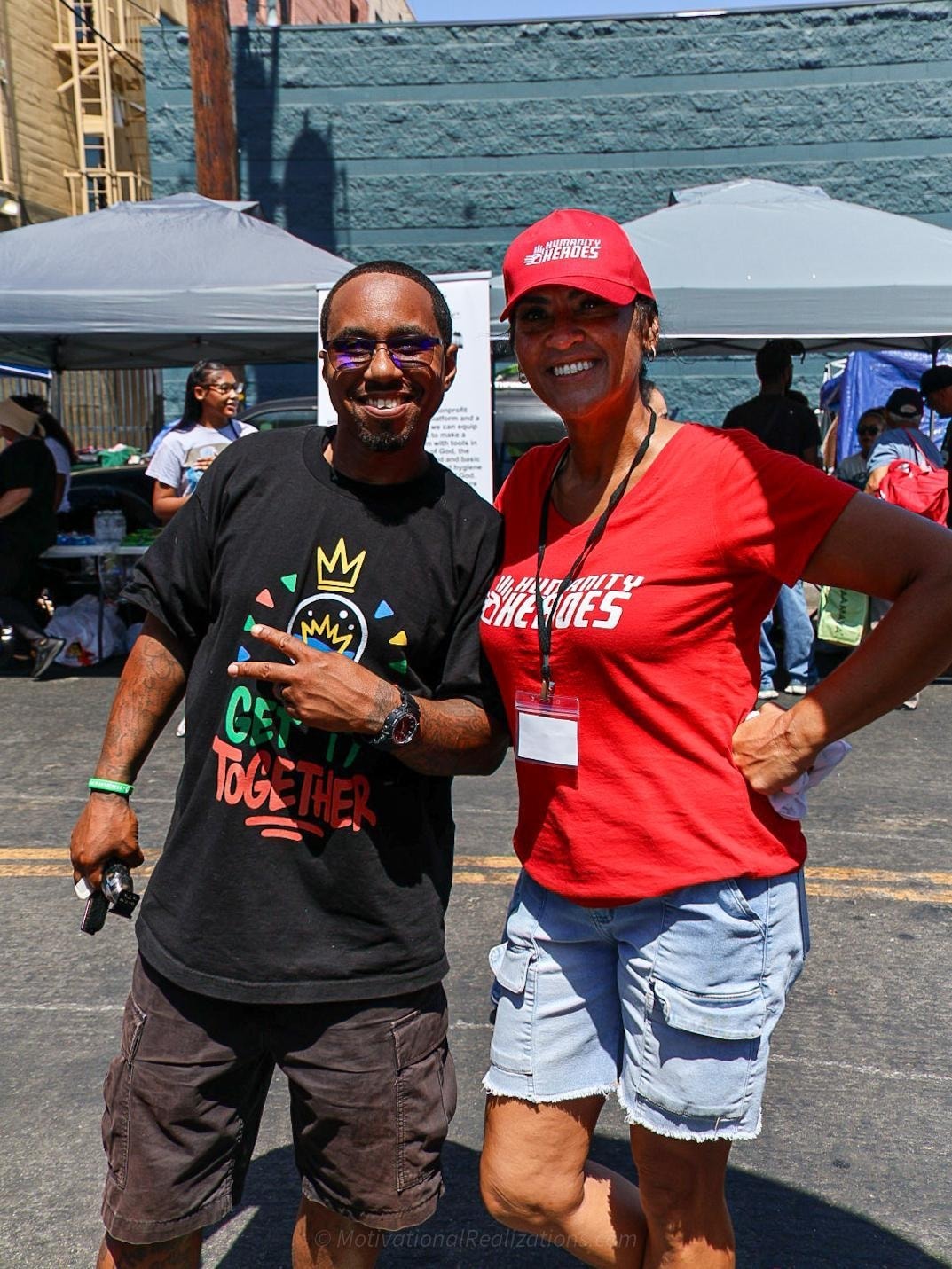 Two members at a community event